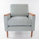 Cube armchair blue houndstooth