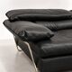 Two-seater black leather sofa from Roche Bobois with a chrome frame.