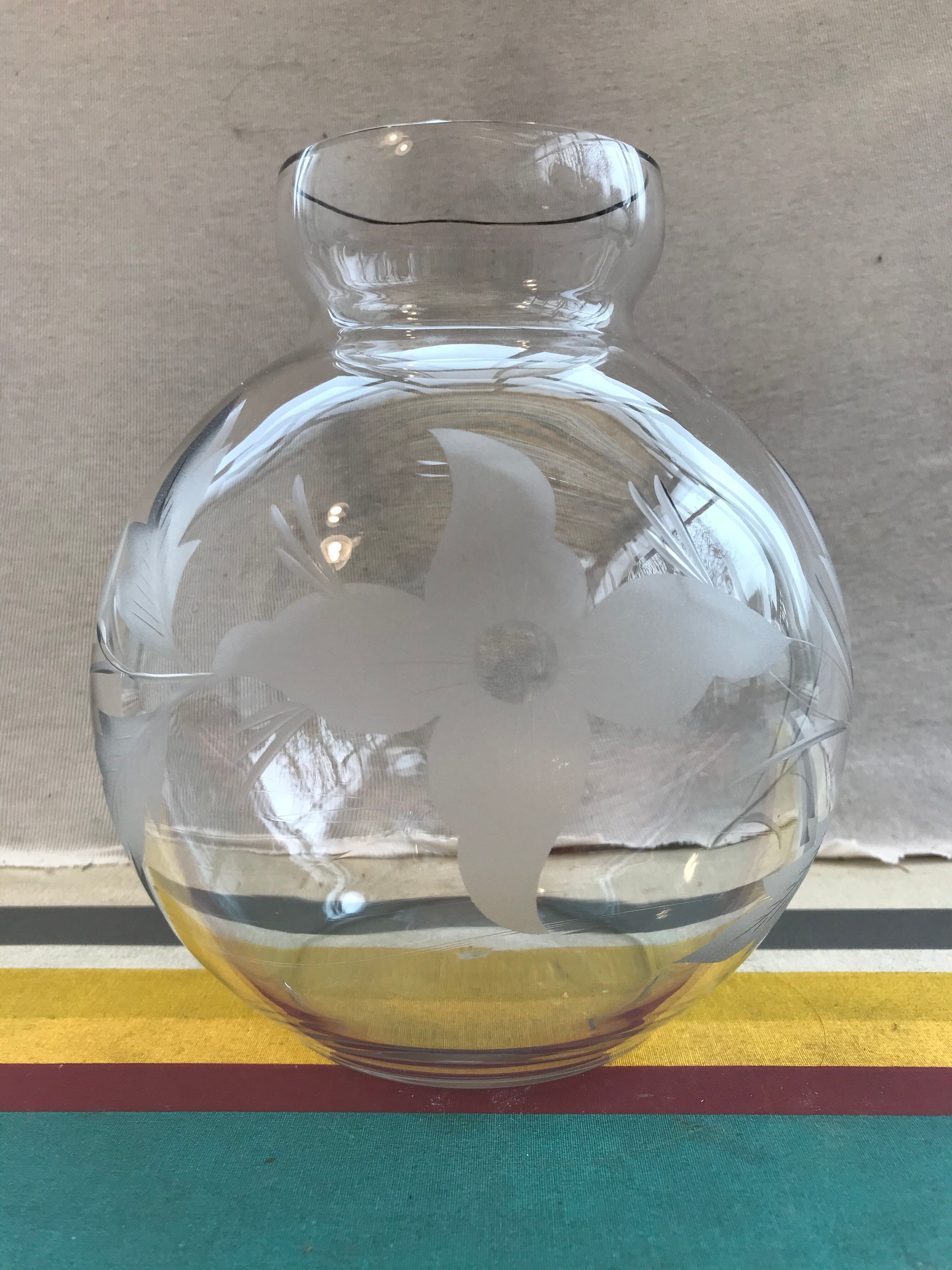 Old Vase Ball Glass Drawing Flowers Scissored Art Deco Vintage