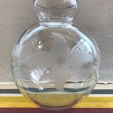 Vase boule verre dessin fleurs ciselées art déco vintage