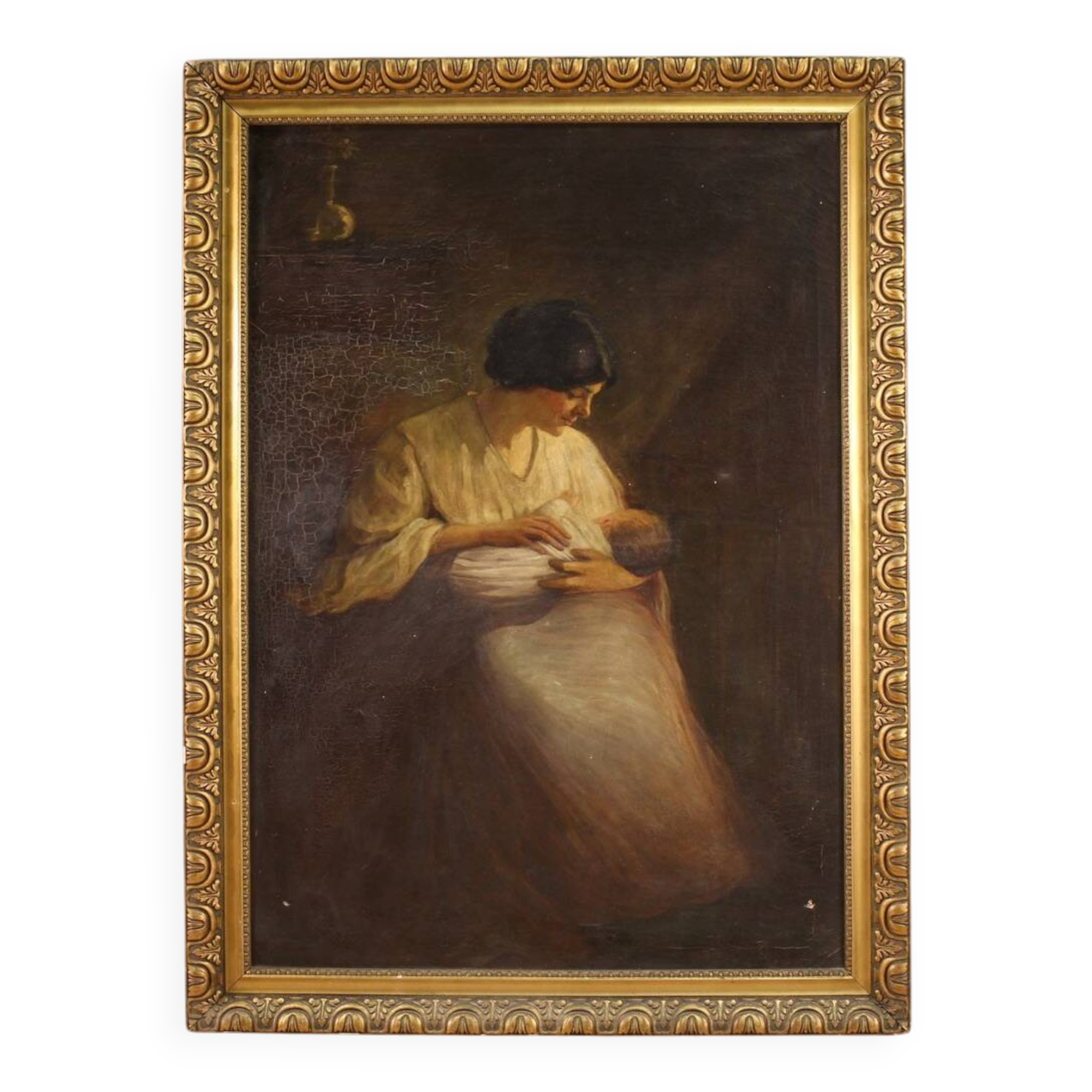 Spanish painting of an interior scene from the 20th century