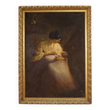 Spanish painting of an interior scene from the 20th century