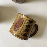 Set of 4 glazed ceramic coffee cups, circa 1970