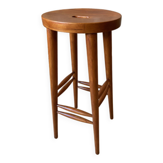 Varnished wooden bar stool, 1950s, English manufacture