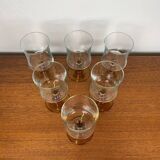 Set of 6 amber-stemmed water glasses, France, vintage