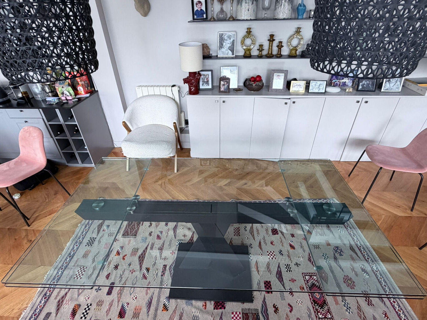 Extensible dining table (180-260) glass Roche Bobois