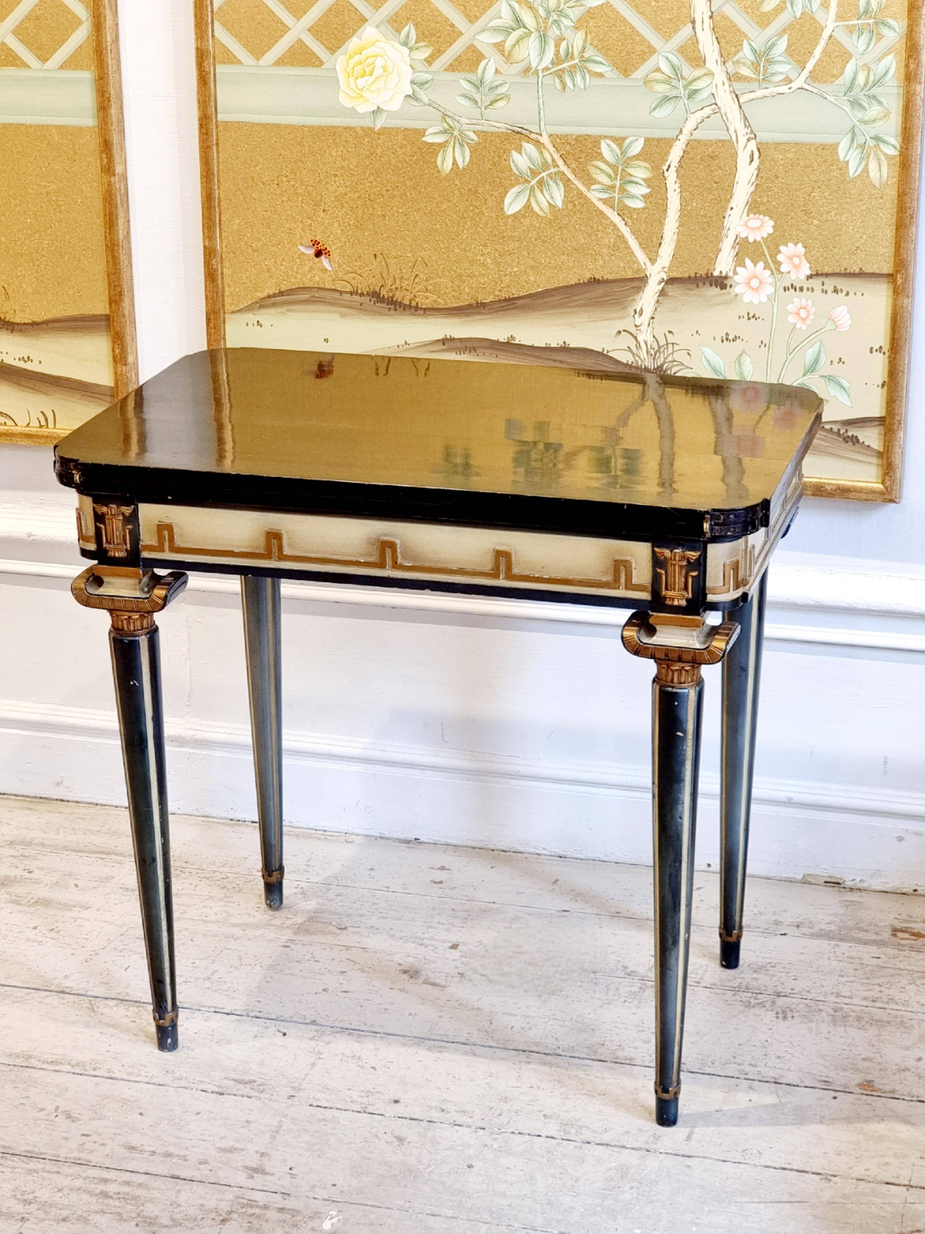 Swedish grace, game table with relief meander decoration, 1920s/30s.