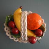 Old ceramic fruit basket vintage ceramic fruit basket barbotine