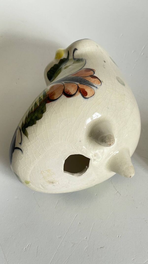 Duo de hiboux en céramique artisanale vintage