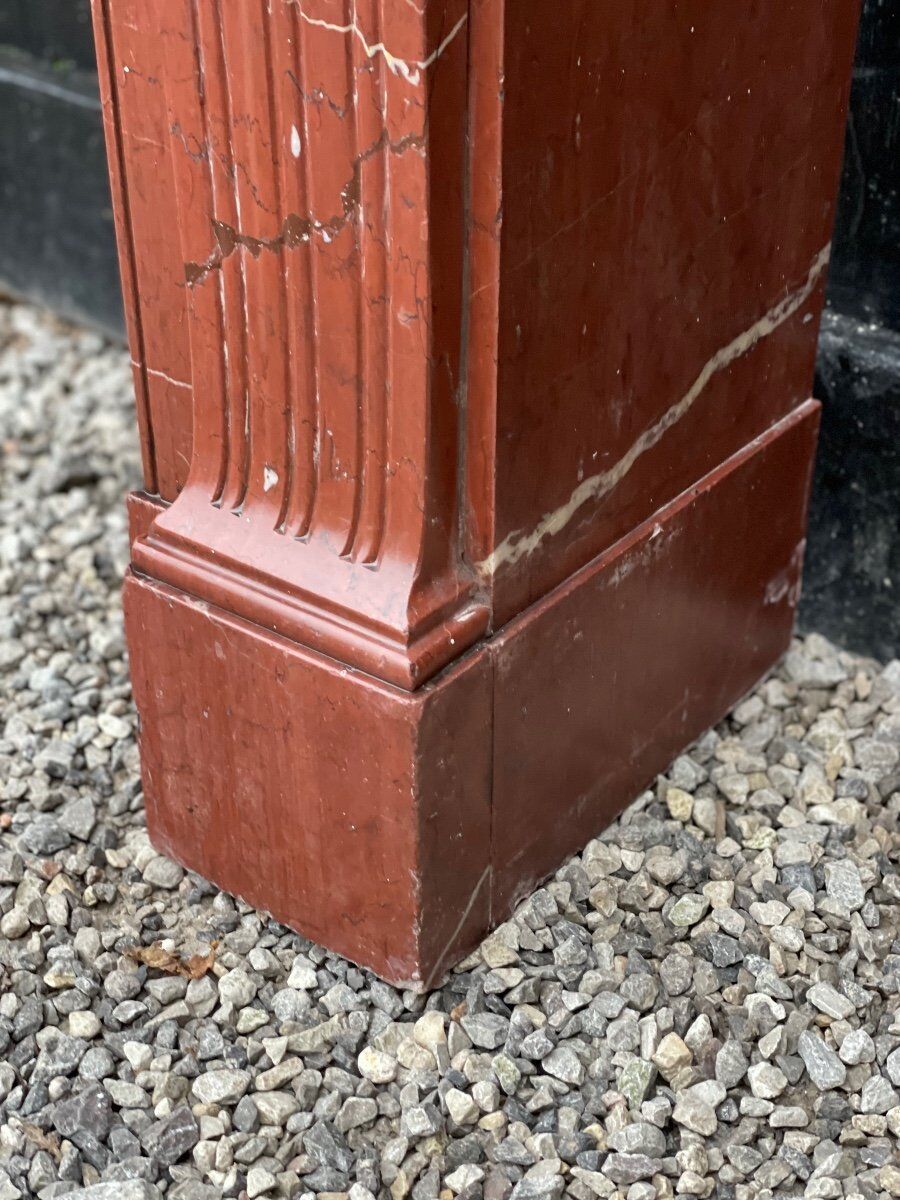 Louis XVI style fireplace in antique red marble, France, circa 1880