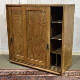 1930s English fir sideboard with sliding doors