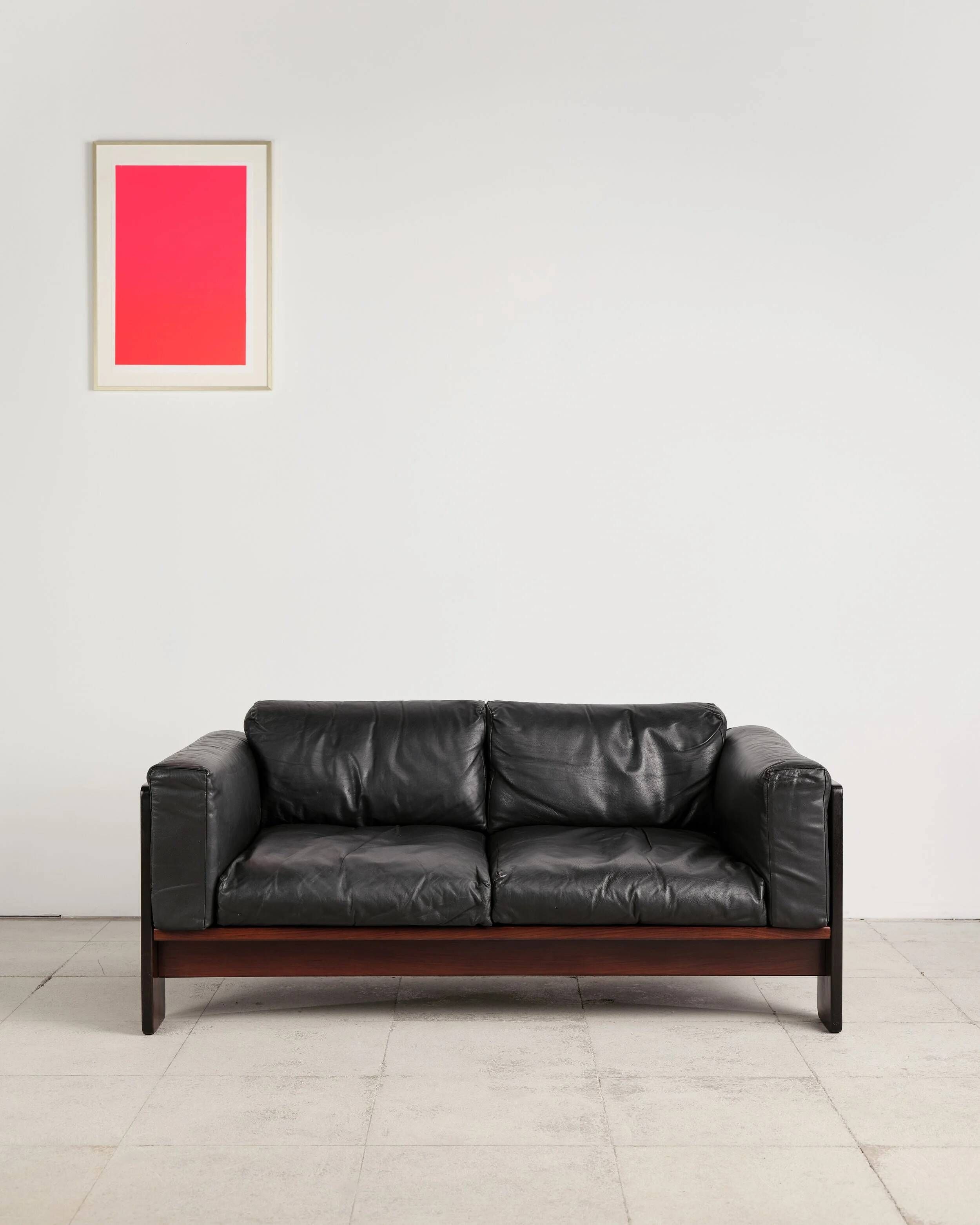 Bastiano two-seater sofa in leather by Tobia Scarpa, Italy, 1960s.