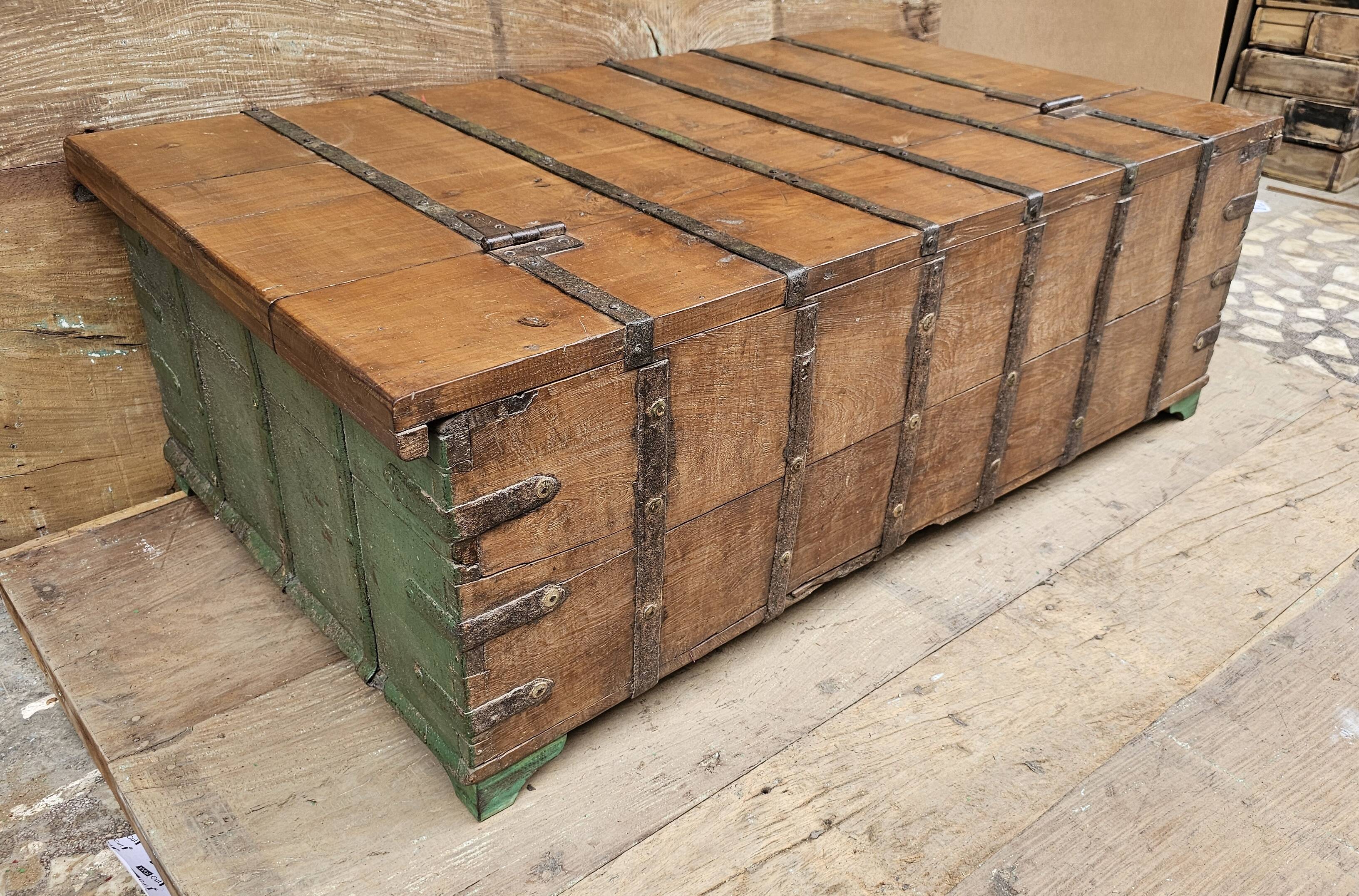Old coffee table - Burmese teak chest