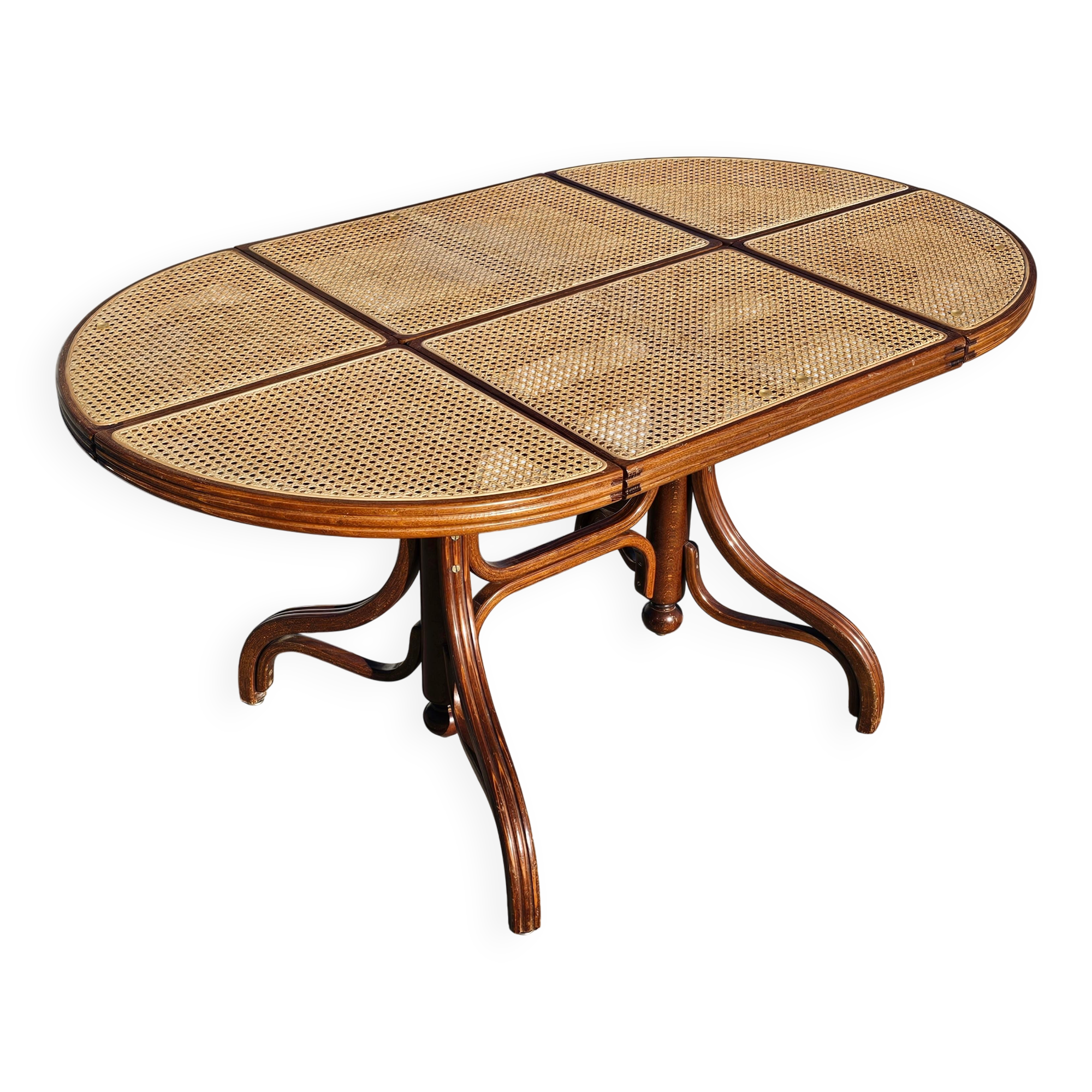 Table à manger vintage avec plateau en rotin par Mundus, années 1960