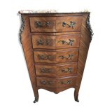 Chest in marquetry style Louis XV marble top