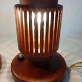 Pair of wooden bedside lamps