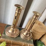 Duo of brass candlesticks