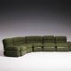 Vintage olive green modular sofa, Italy, 1970s