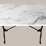 Oval marble and cast iron bistro table