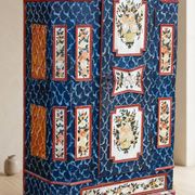 Antique hand-painted Baroque chest folk art cabinet dated solid wood Central Europe, 1865