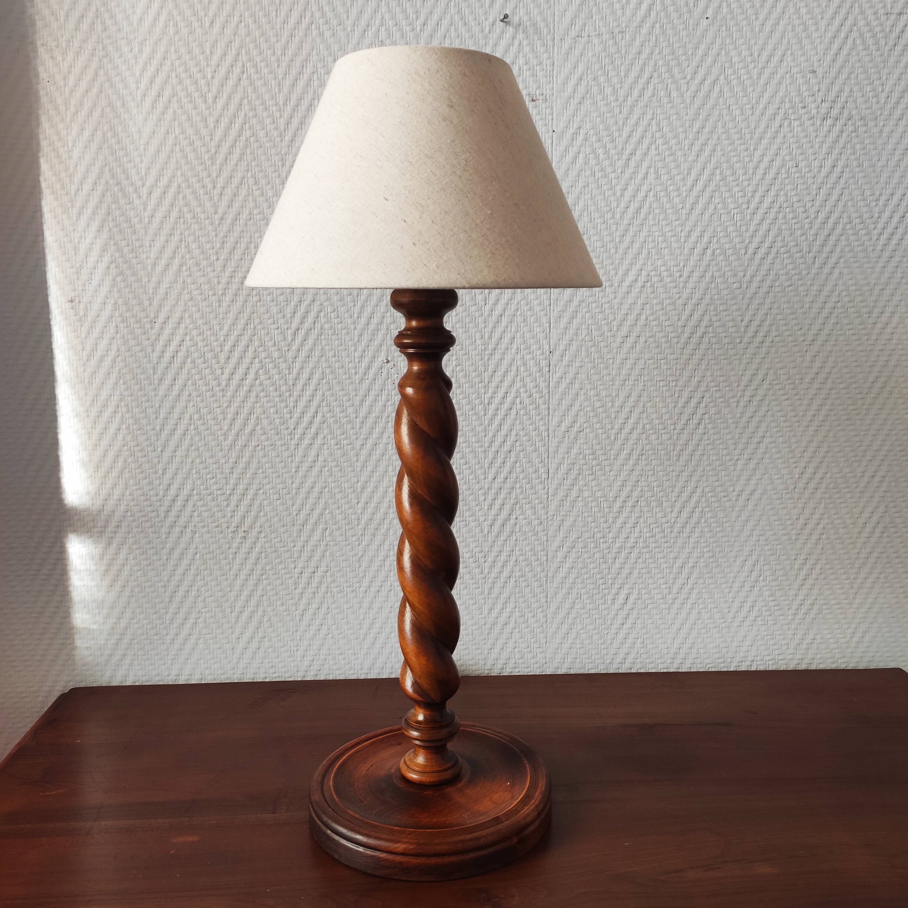 French lamp from the mid-20th century in twisted wood.