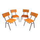 4 vintage school chairs in metal and wood, Mid-century design