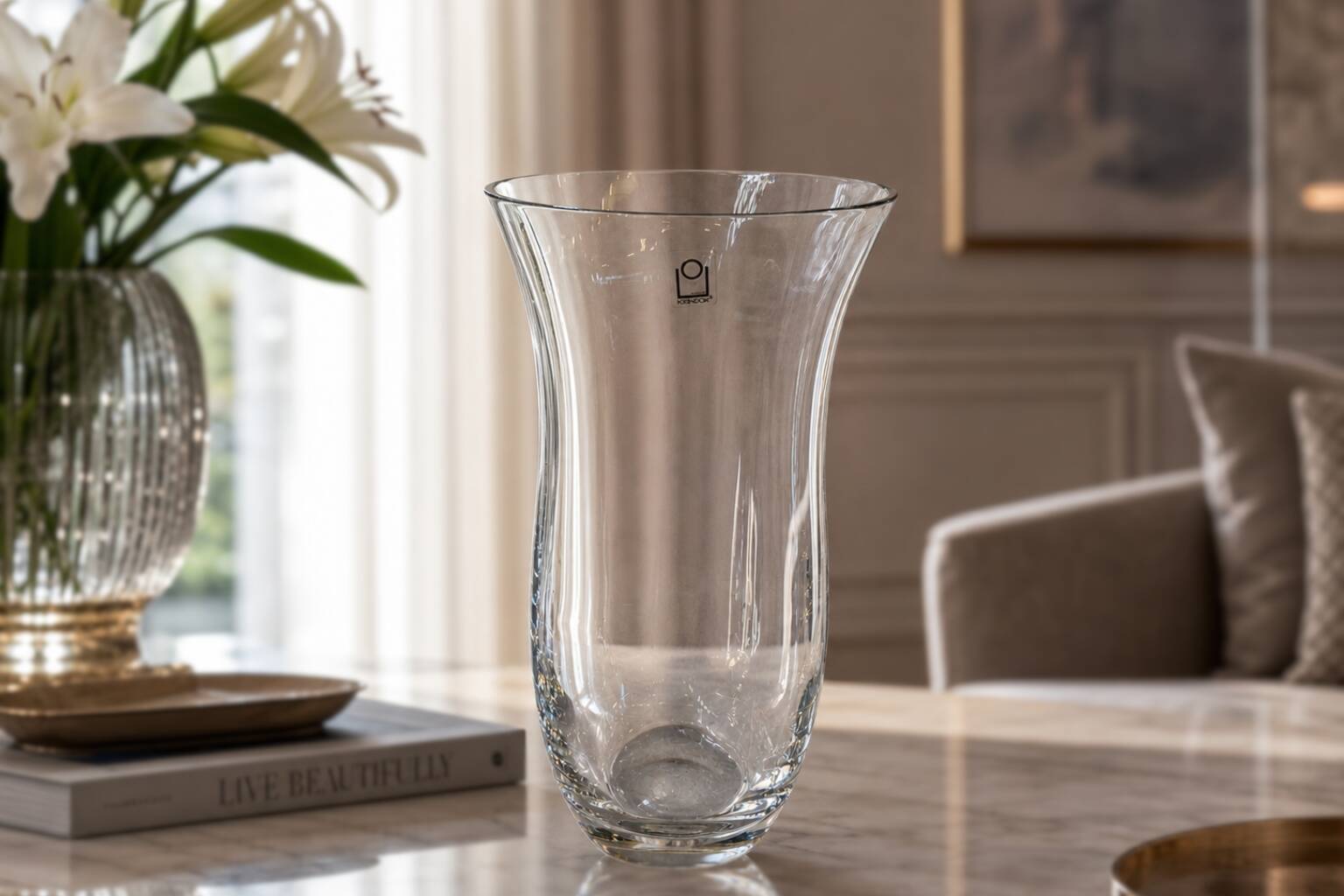 Vaso Centro Tavola Vintage ICHENDORF in Cristallo – Handarbeit – H 30cm