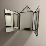 Bevelled triptych barber mirror from the 1950s.