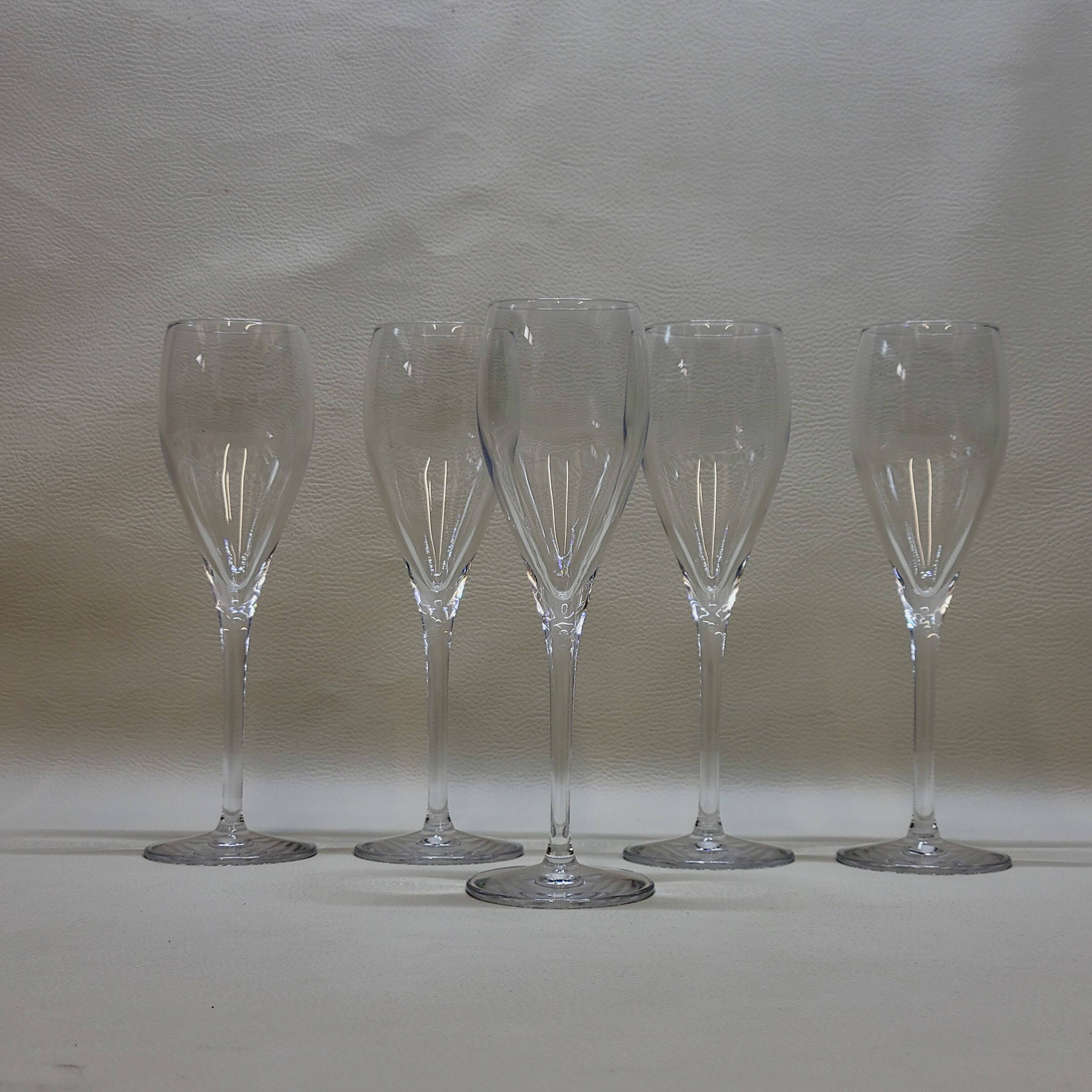 5 Guy Degrenne Crystal Champagne Flutes
