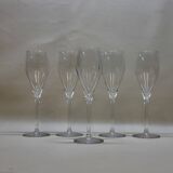 5 Flûtes À Champagne Guy Degrenne En Cristal