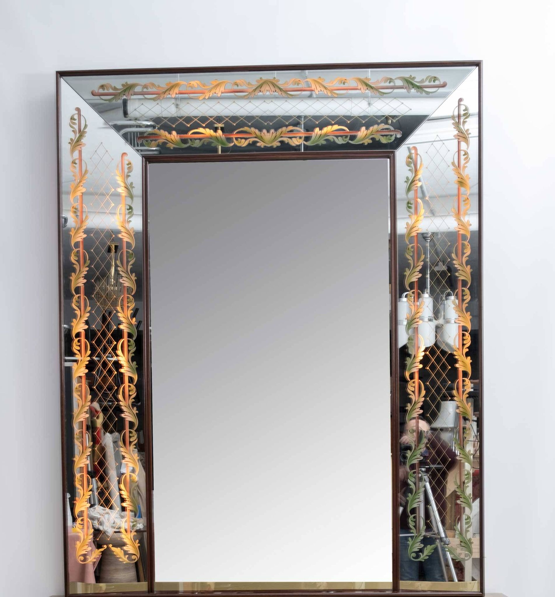Luigi Brusotti Mid-Century Modern Italian Decorated Mirror, 1940s