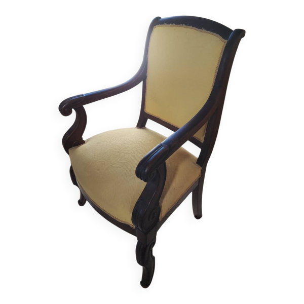 2 anciens fauteuils assortis en bois et tissus