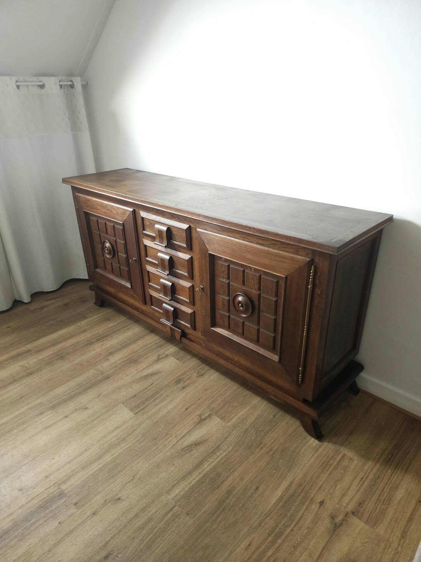 1940s Solid French Oak Sideboard — In the style of Charles Dudouyt