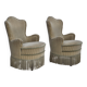 1970s, pair of Danish armchairs, original condition, green furniture velour.