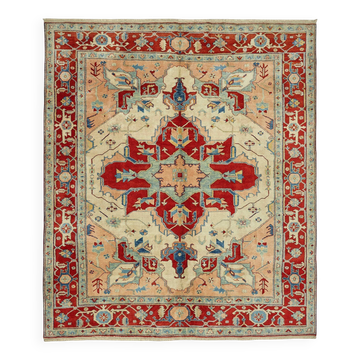 Tapis Oushak en laine noué à la main turc 281 cm x 327 cm
