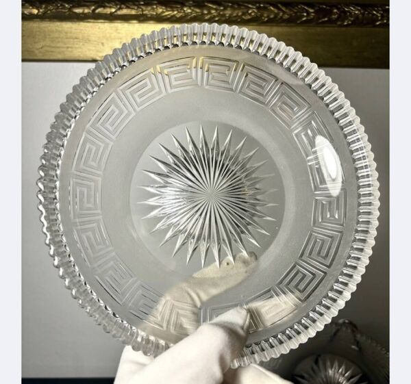 4 Baccarat plates in Greek key pattern 19th century