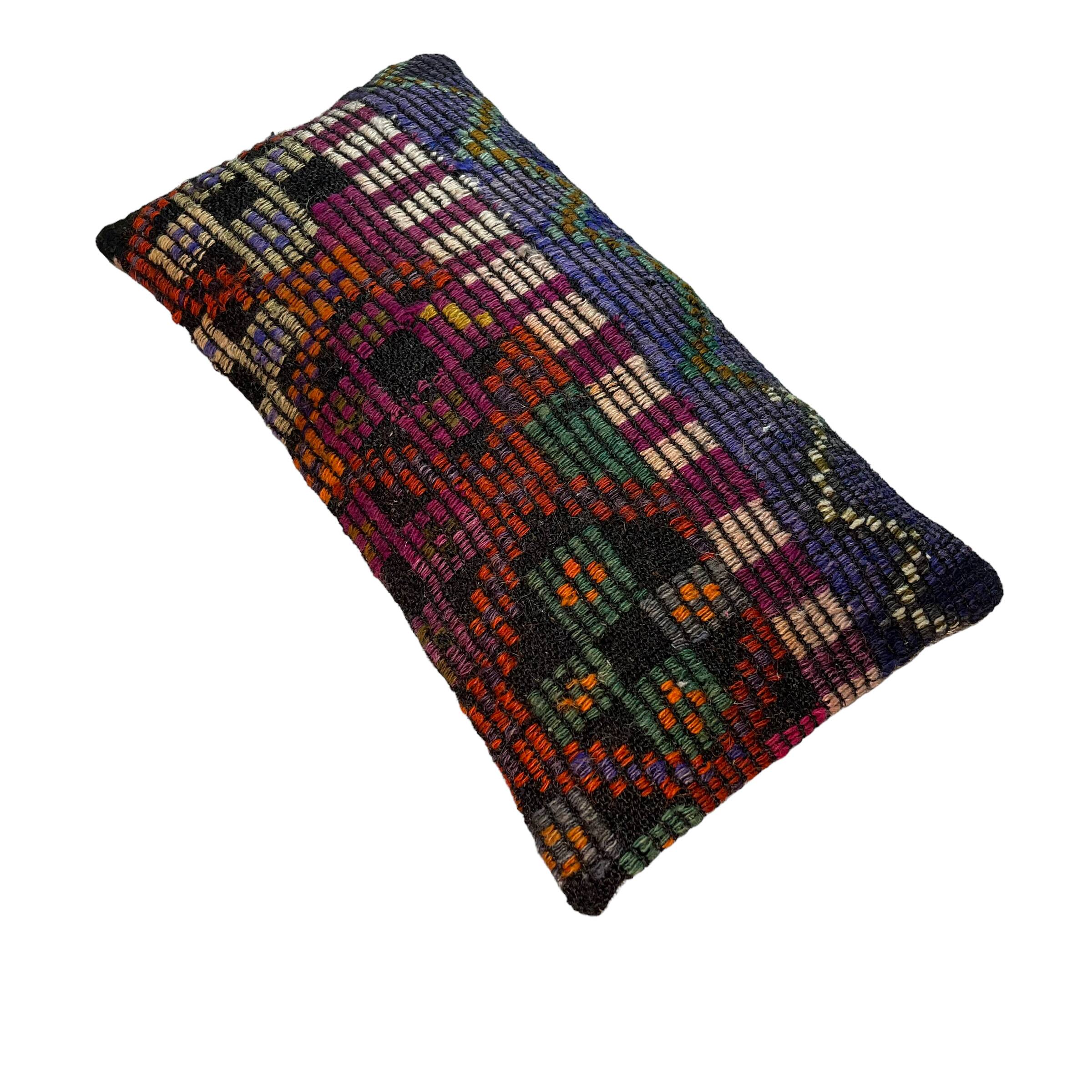 Vintage turkish kilim cushion cover , 30 x 60 cm