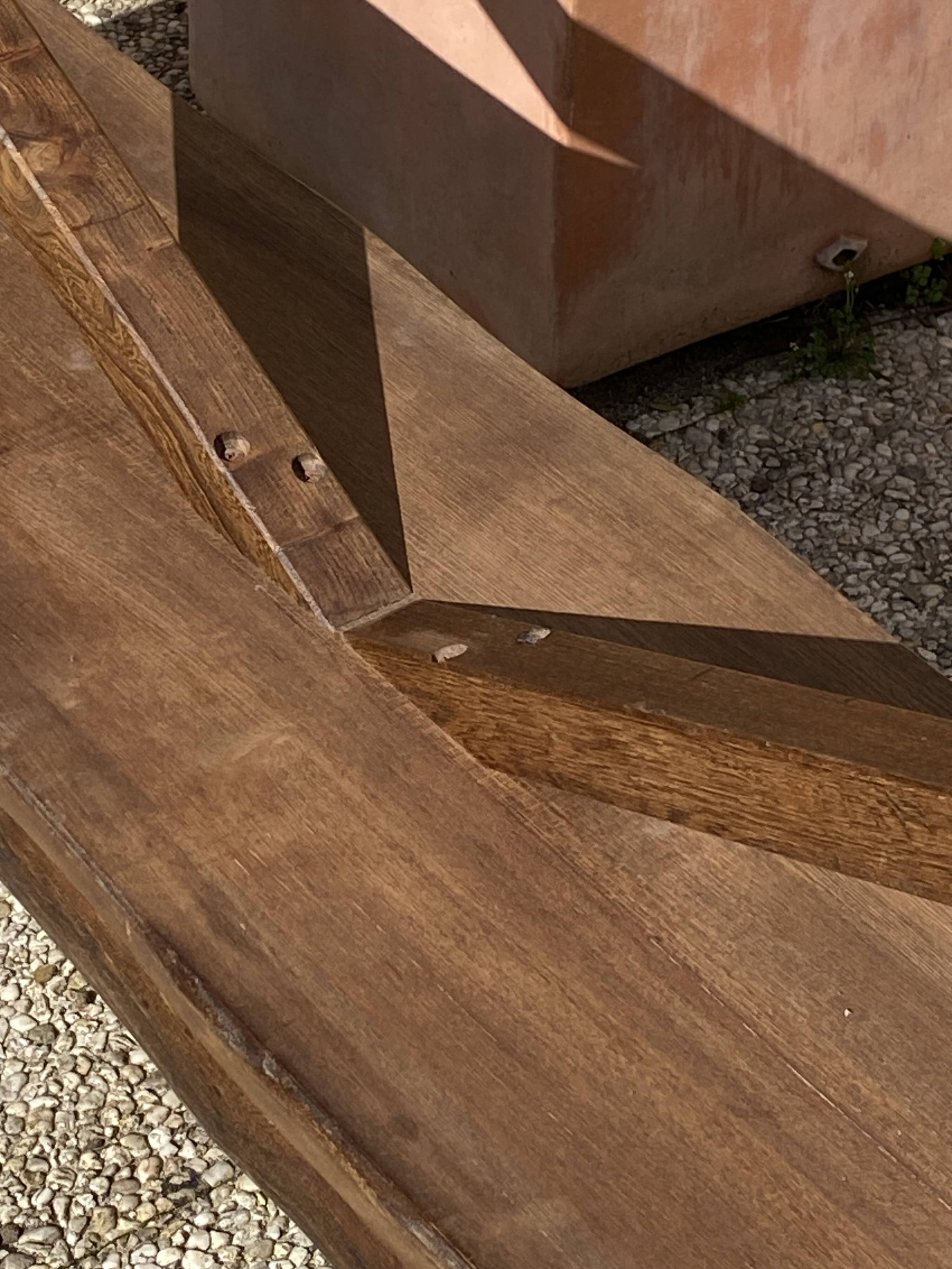 Paire de bancs orme pour table de ferme brutaliste rustique 1950