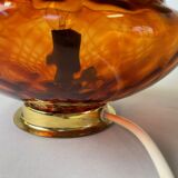 1960's Glass & Brass Table Lamp by Jablonec Glassworks, Czechoslovakia
