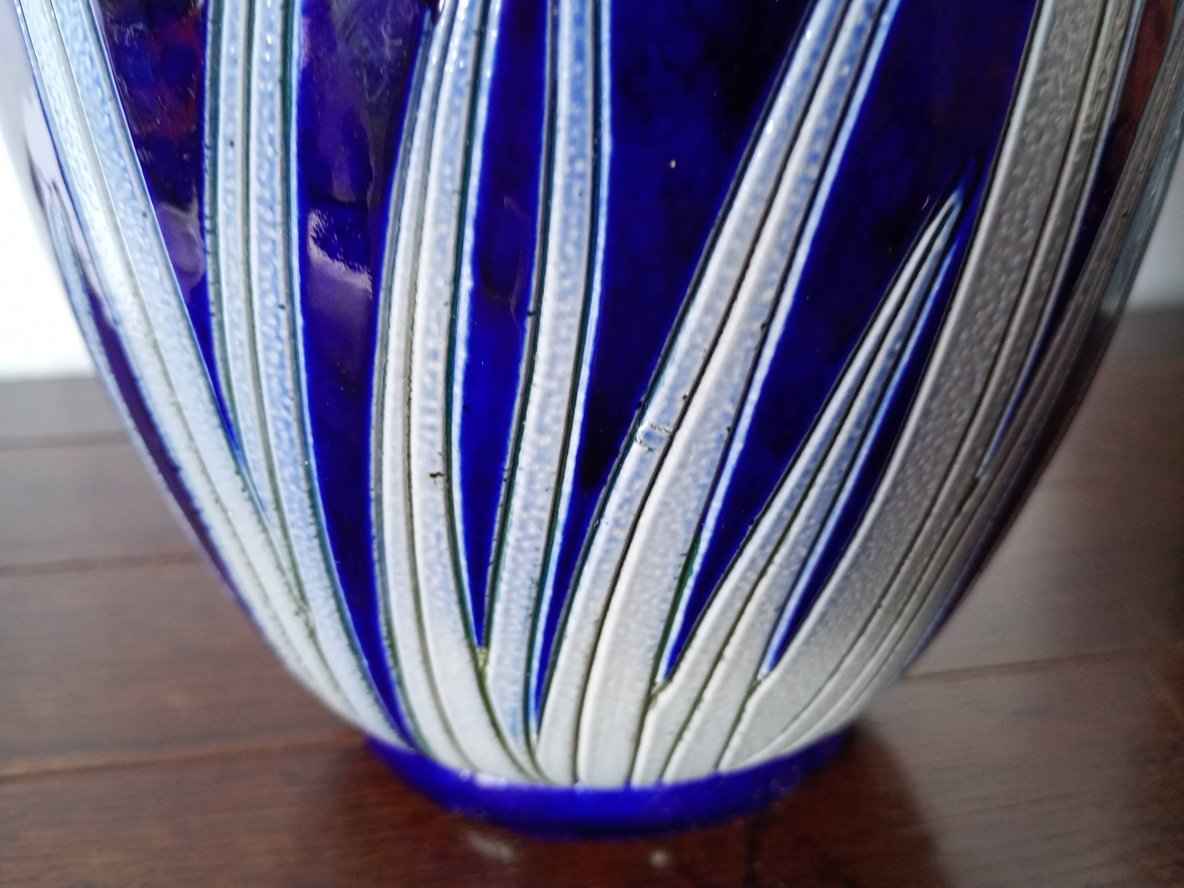Betschdorf - Large Iris Vase in cobalt blue glazed stoneware