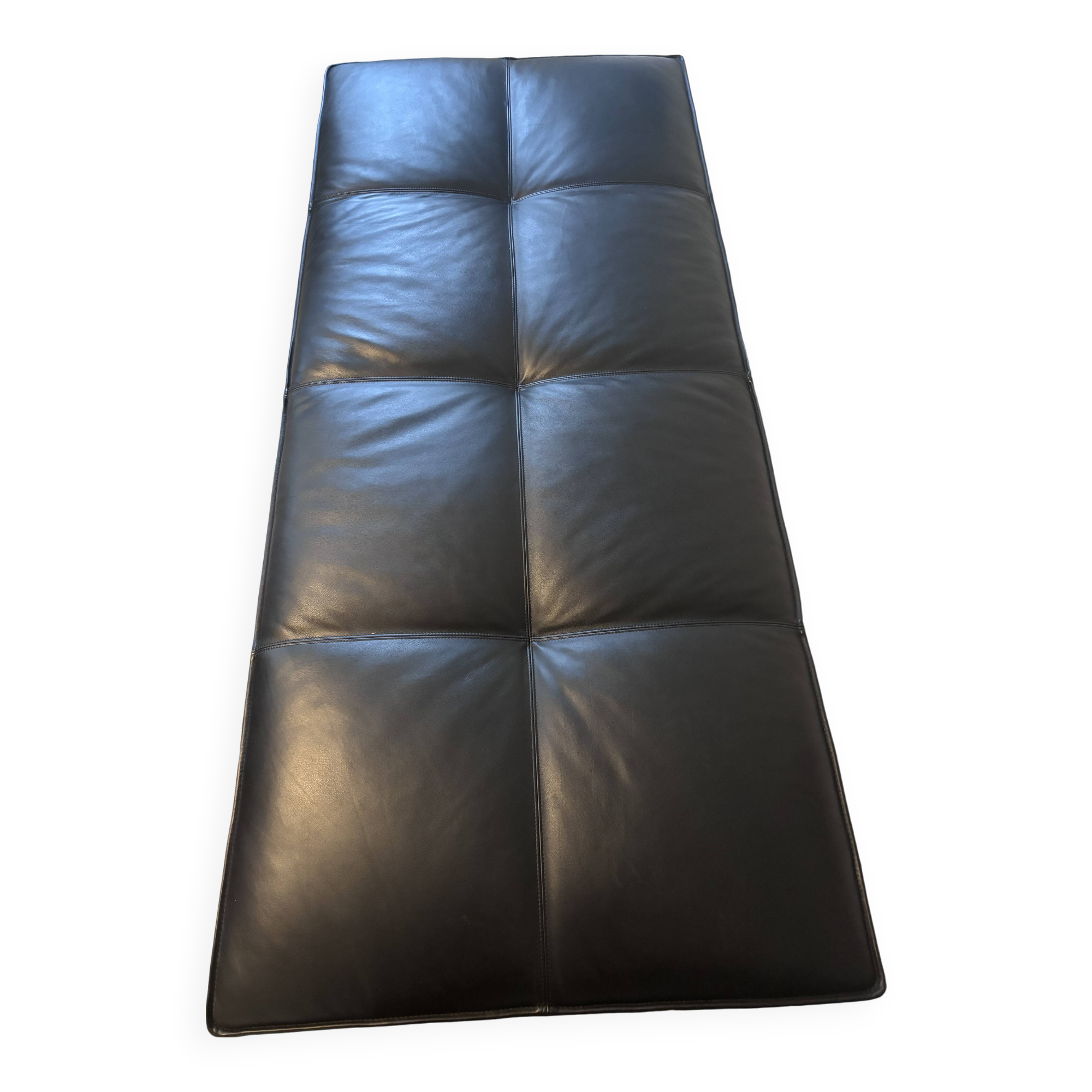 Black leather bench seat