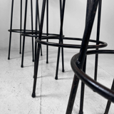 Set of 4 bar stools fifties in red skaï