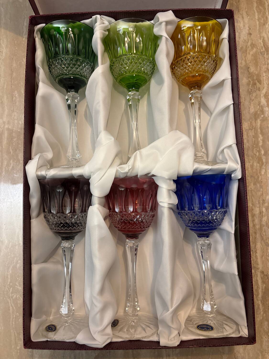 6 Roemers crystal wine glasses