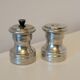 Vintage silver metal table salt shaker and pepper shaker Italy Raimond