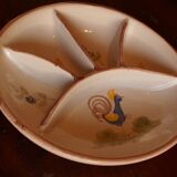 Plat rond à apéritif en faîence blanche le coq rochele
