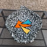 Fruit cut, center of table, ceramic, signed Vallauris, vintage 70s.