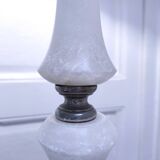 Solid alabaster floor lamp with metal trim from the 70s