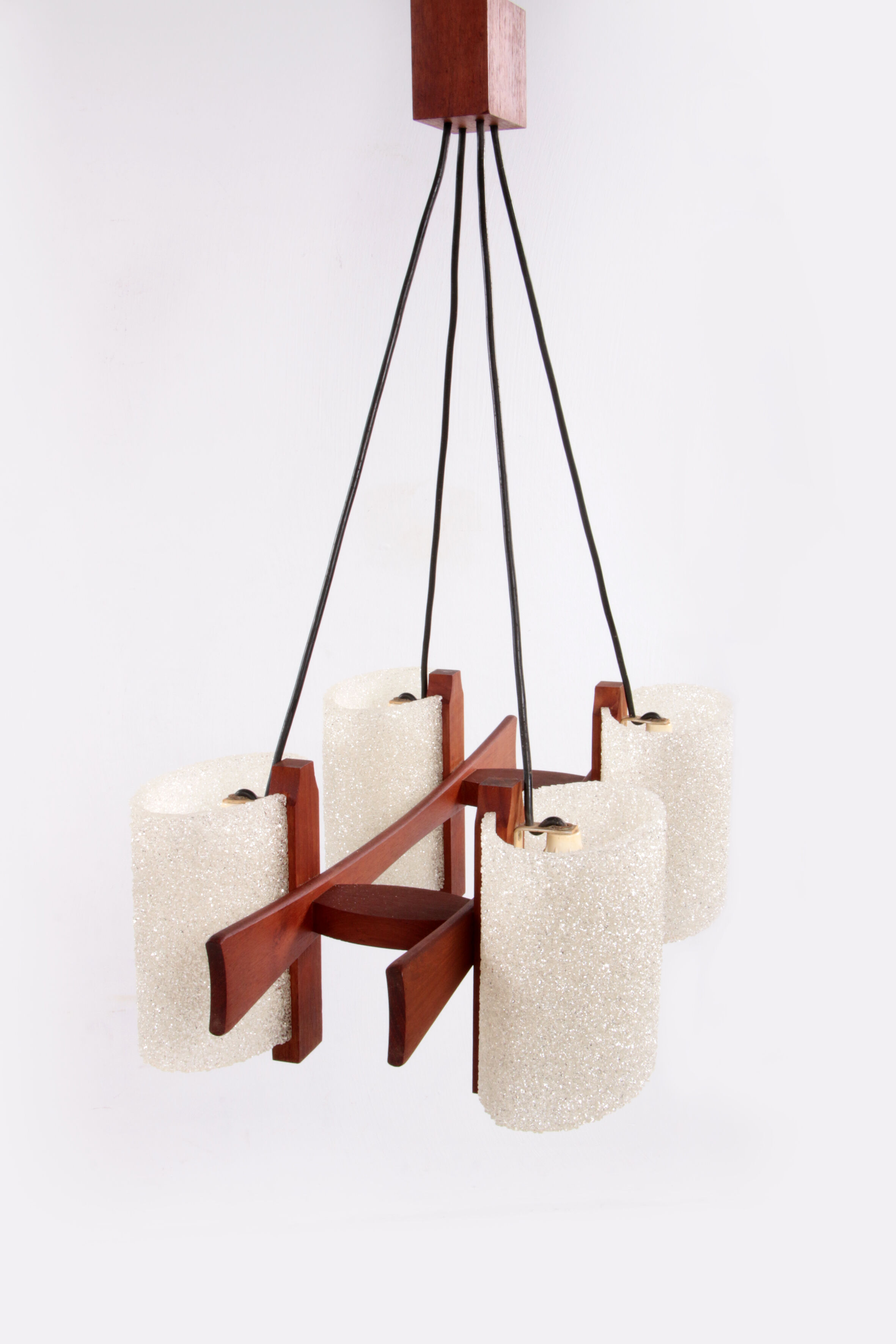 Scandinavian pendant light with resin caps, 1960