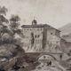 Original painting "Animated Monastery Landscape" around 1850 Italy?