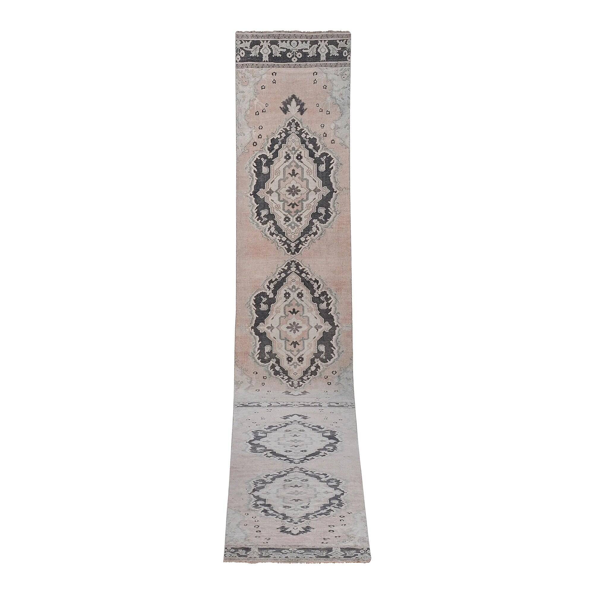 Vintage Turkish hallway rug 98x680 cm